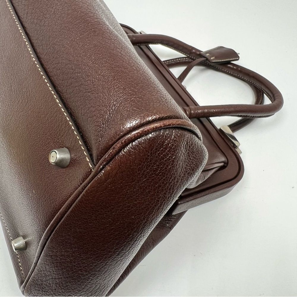 PRADA MADRAS CERNIERA DOCTOR BAG SATCHEL Red Brown LEATHER With A TOP HANDLE - Picture 9 of 16